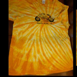 Peanuts SNOOPY Motorcycle SANTA ROSA CA Biker Tie Dye Men’s T Shirt Sz L